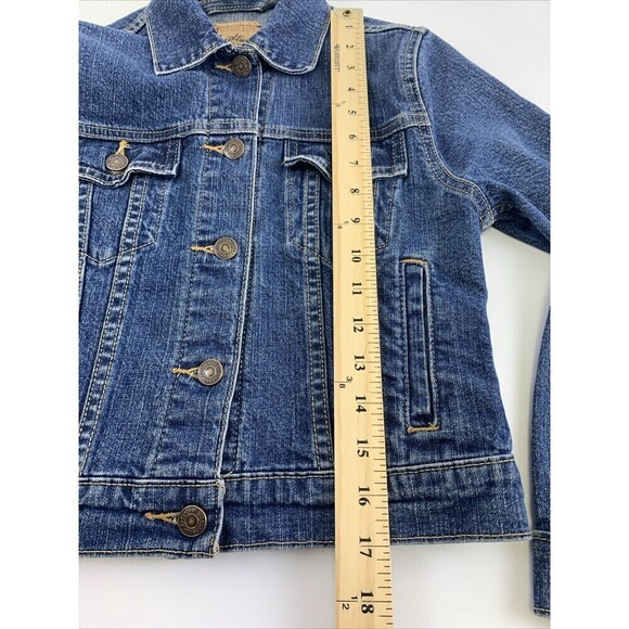 Levi Strauss Youth Girls Denim Jean Jacket Button Collared Fitted Size Large - Picture 7 of 14
